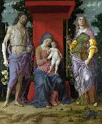 Andrea Mantegna Madonna mit Hl. Maria Magdalena und Hl. Johannes dem Taufer oil painting on canvas